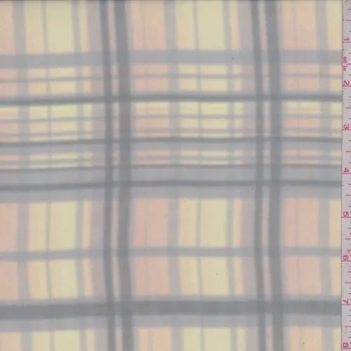 1 YD PC-Sage Yellow/Clay/Black Plaid Organza Fabric