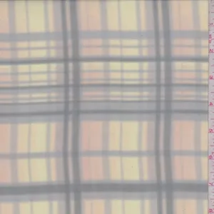 1 YD PC-Sage Yellow/Clay/Black Plaid Organza Fabric