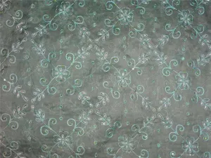 100%silk organza fabric sky blue colour embroidered 54&quot; wide [8263]