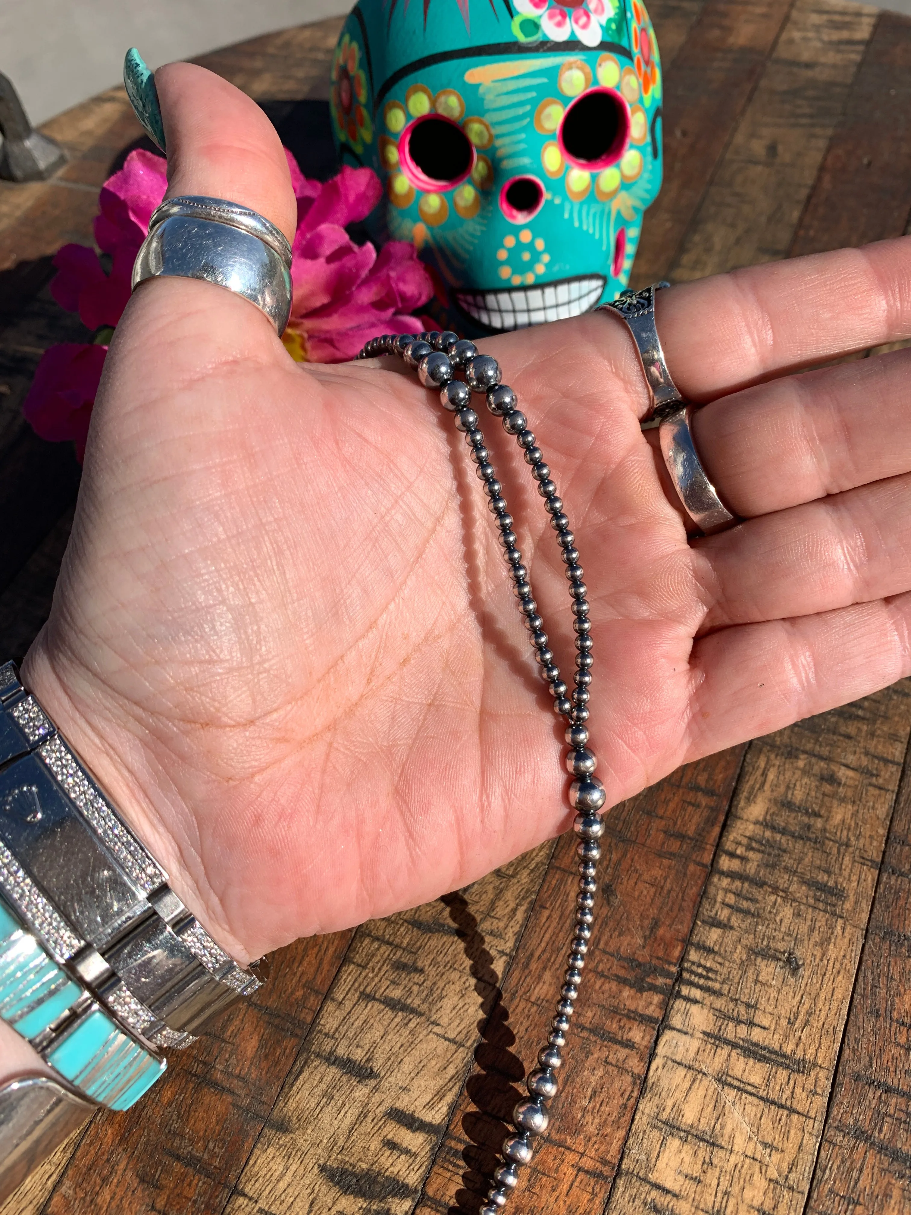 16" "Navajo Style" Sterling Pearl "Must Have" Necklace