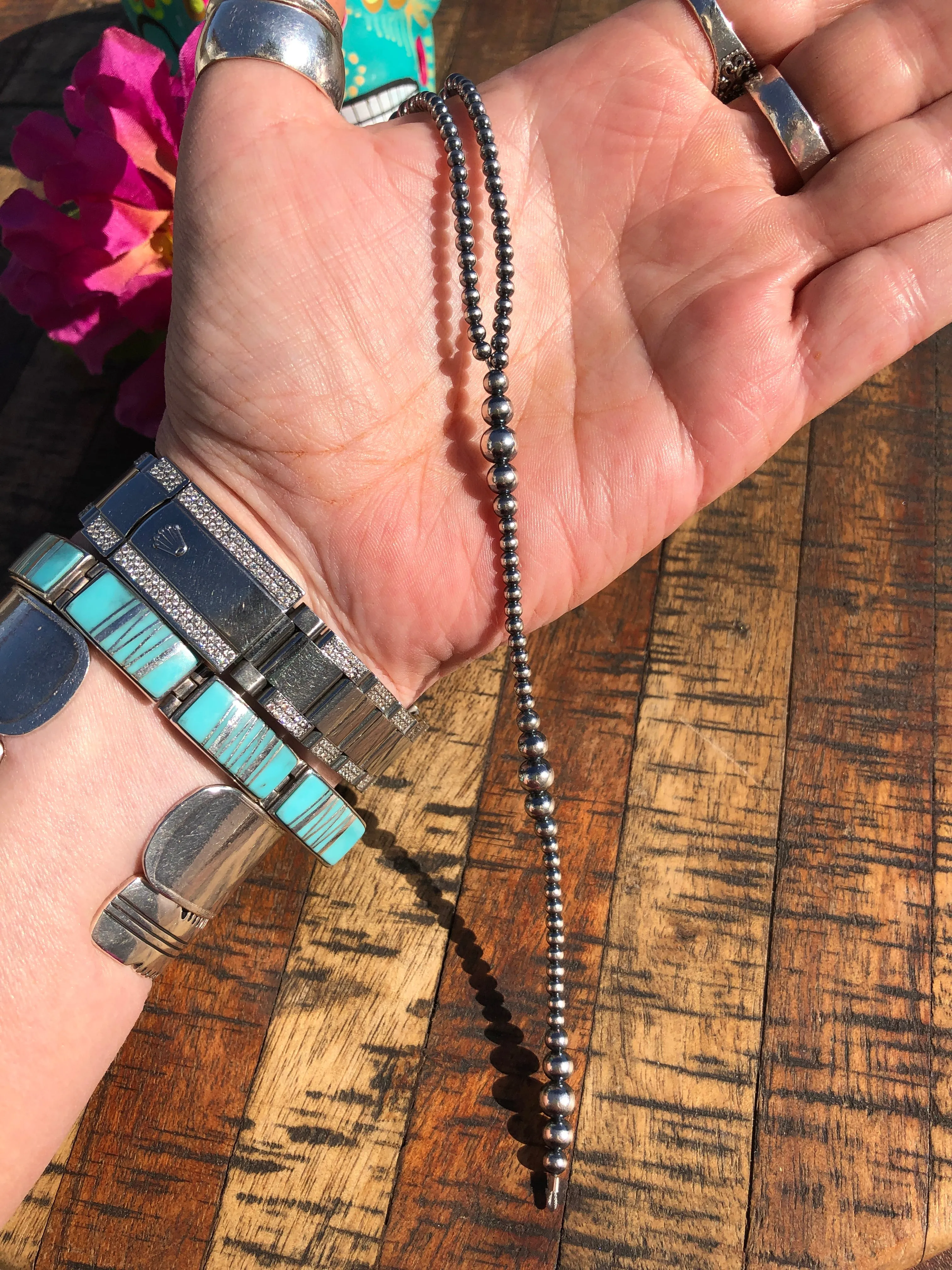 18" "Navajo Style" Sterling Pearl "Must Have" Necklace