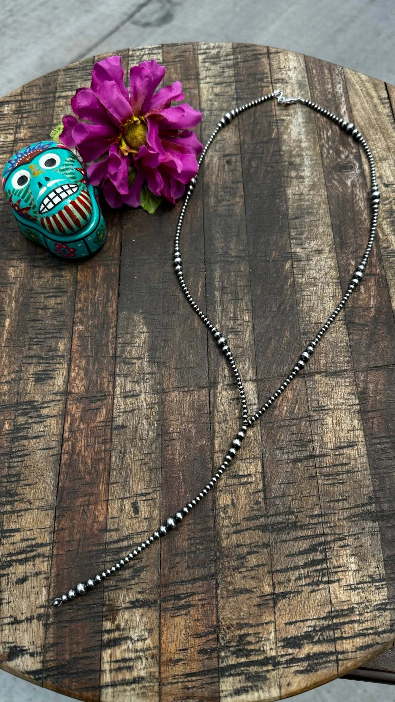 24" "NAVAJO STYLE" STERLING PEARL "MUST HAVE" NECKLACE