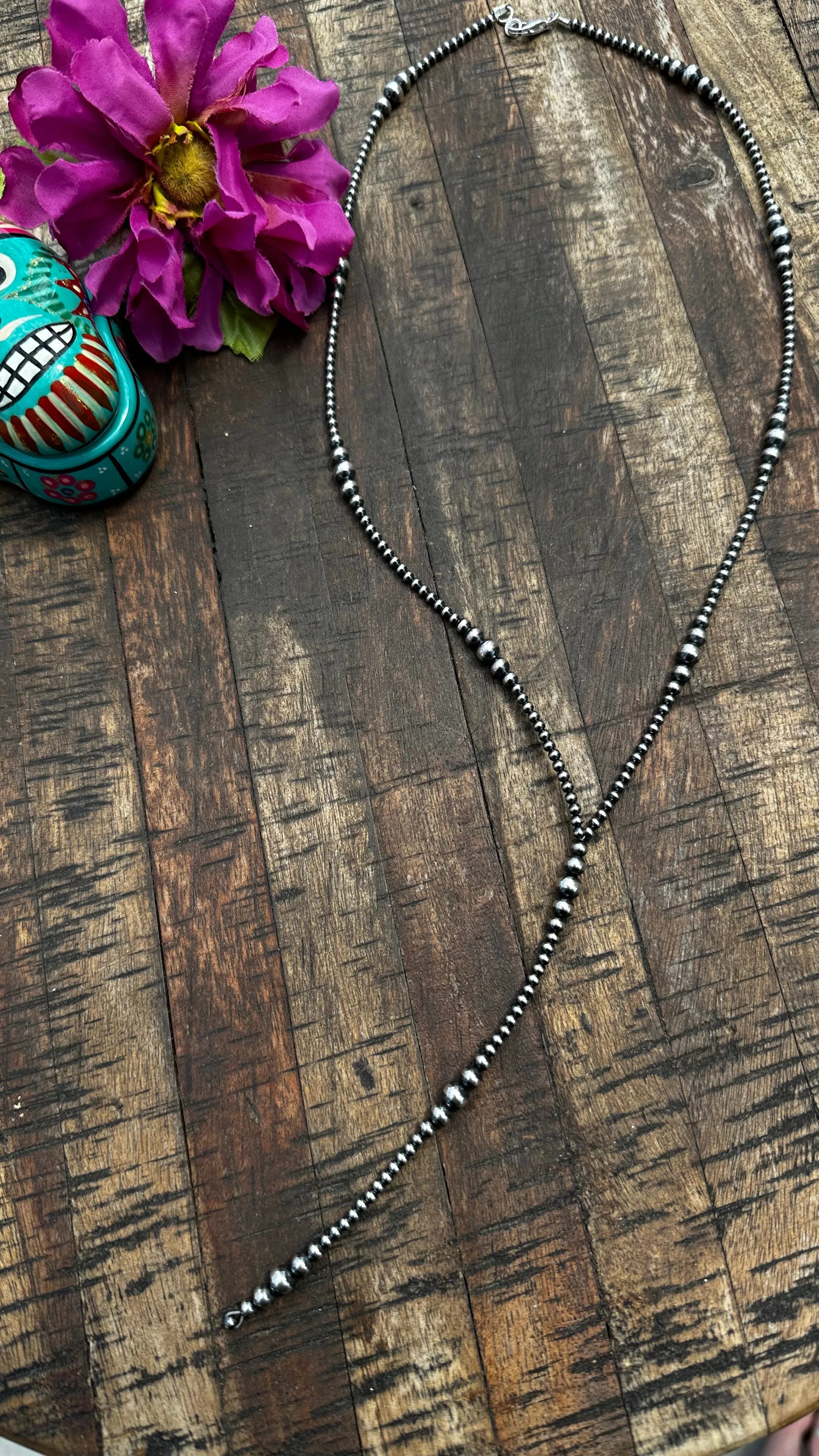 24" "NAVAJO STYLE" STERLING PEARL "MUST HAVE" NECKLACE