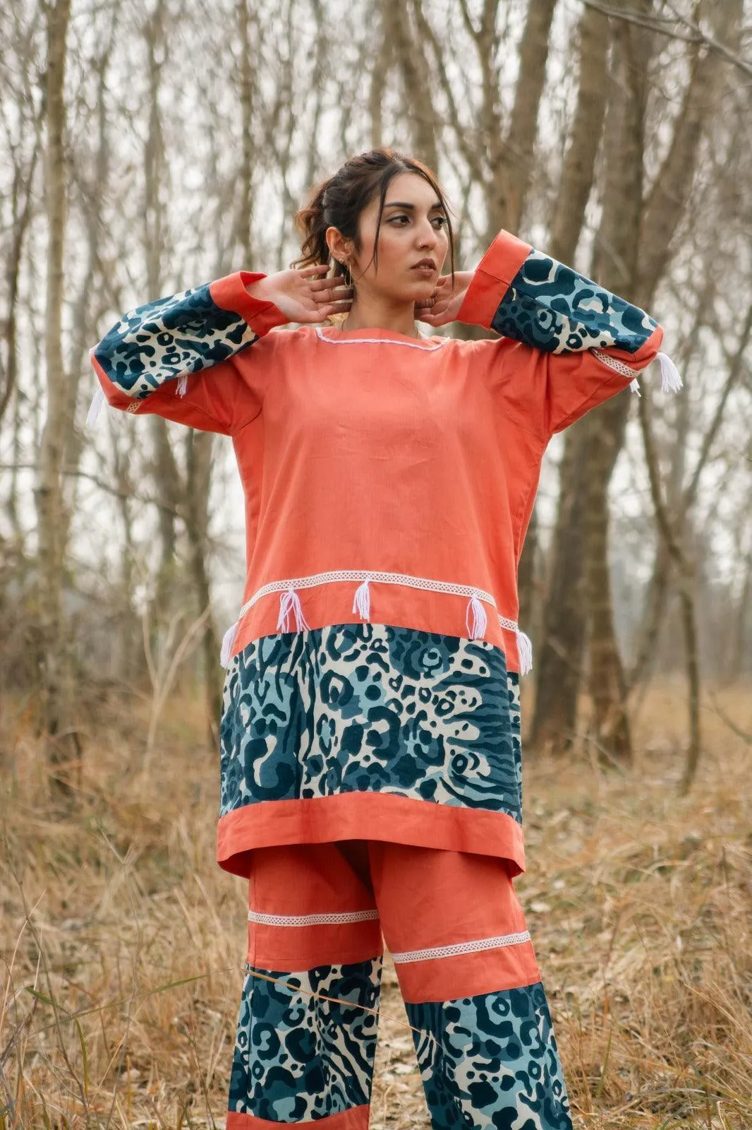 Amber - Coral Handmade Co-ord Set