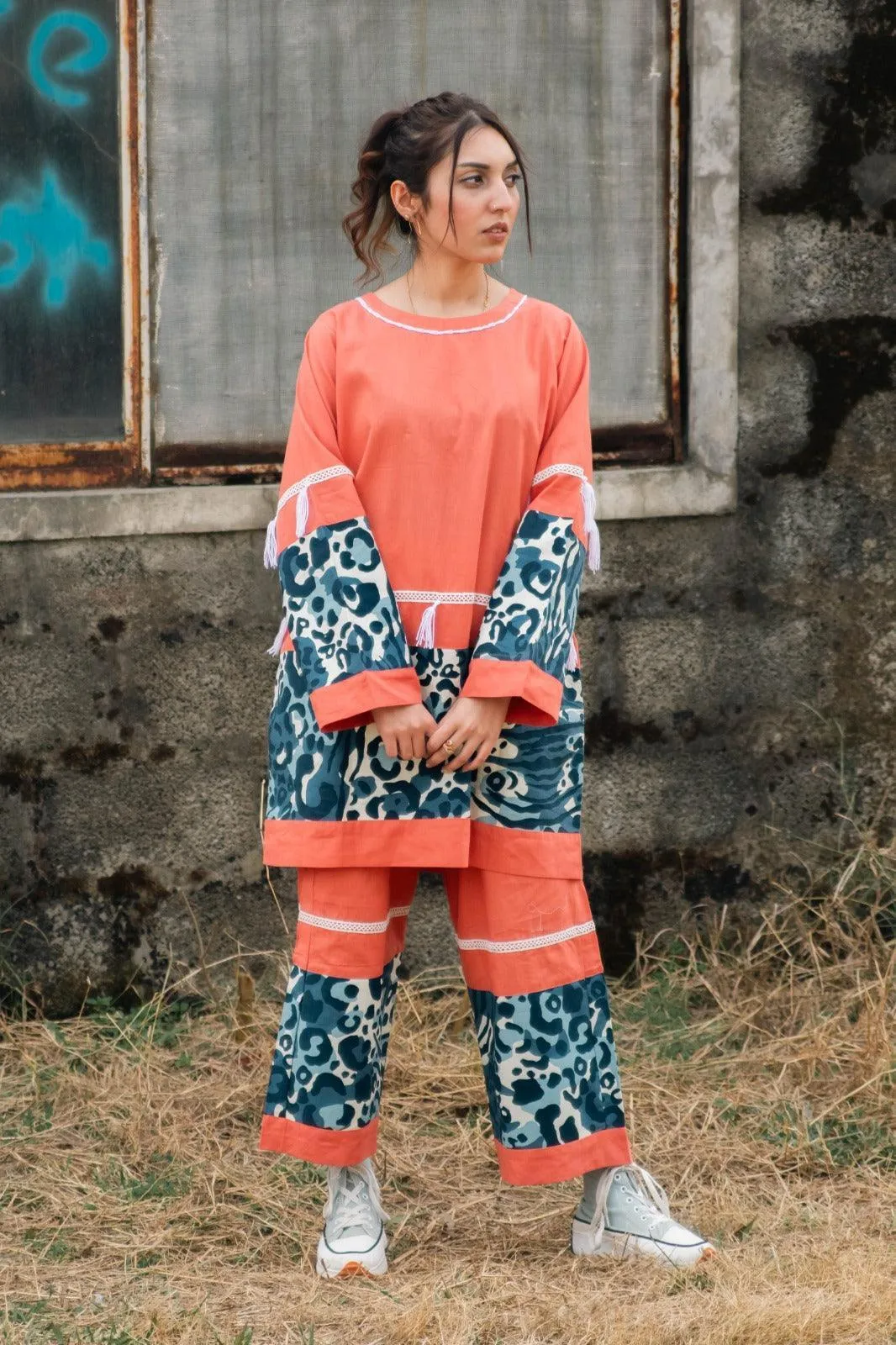 Amber - Coral Handmade Co-ord Set