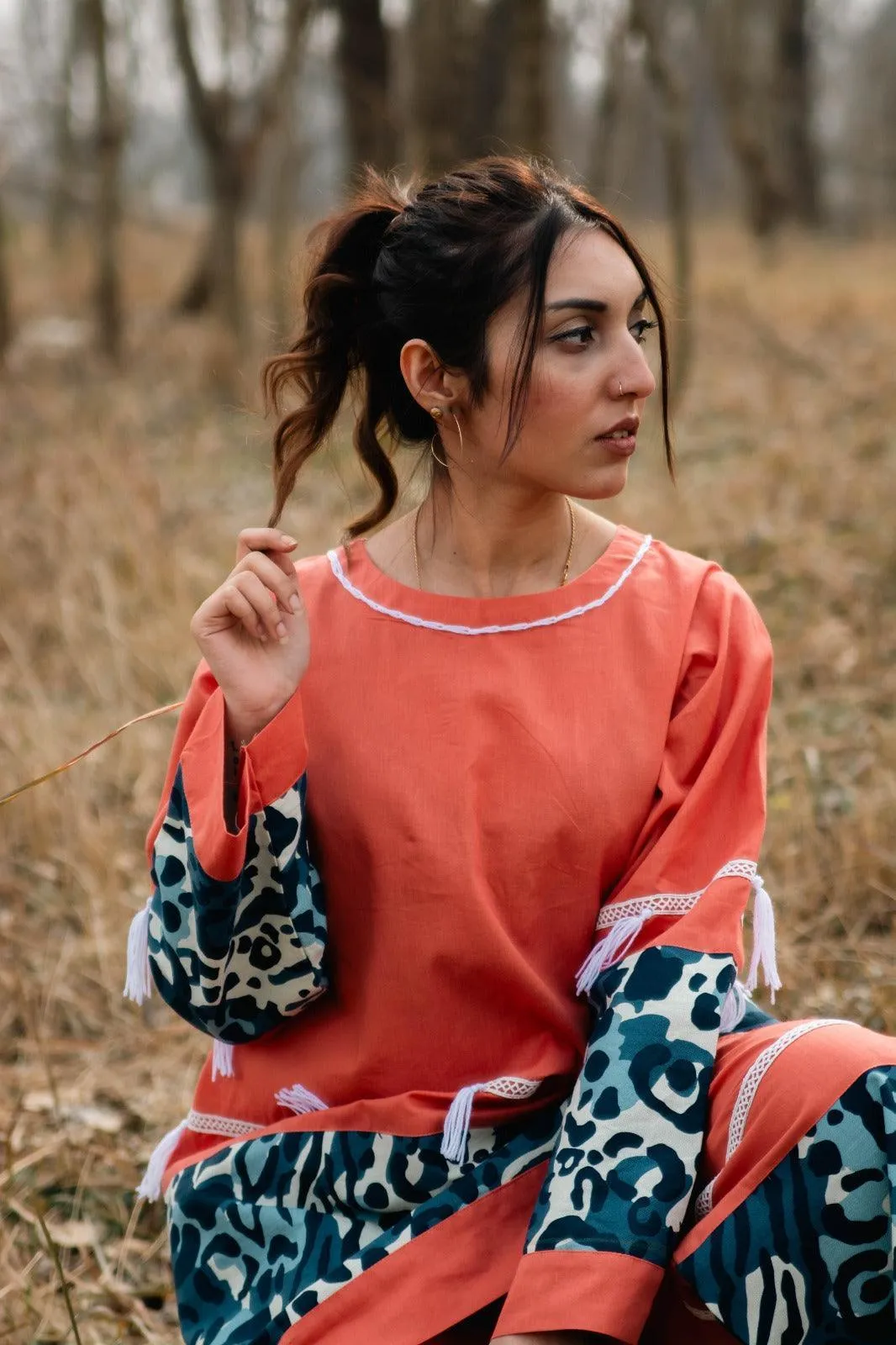 Amber - Coral Handmade Co-ord Set