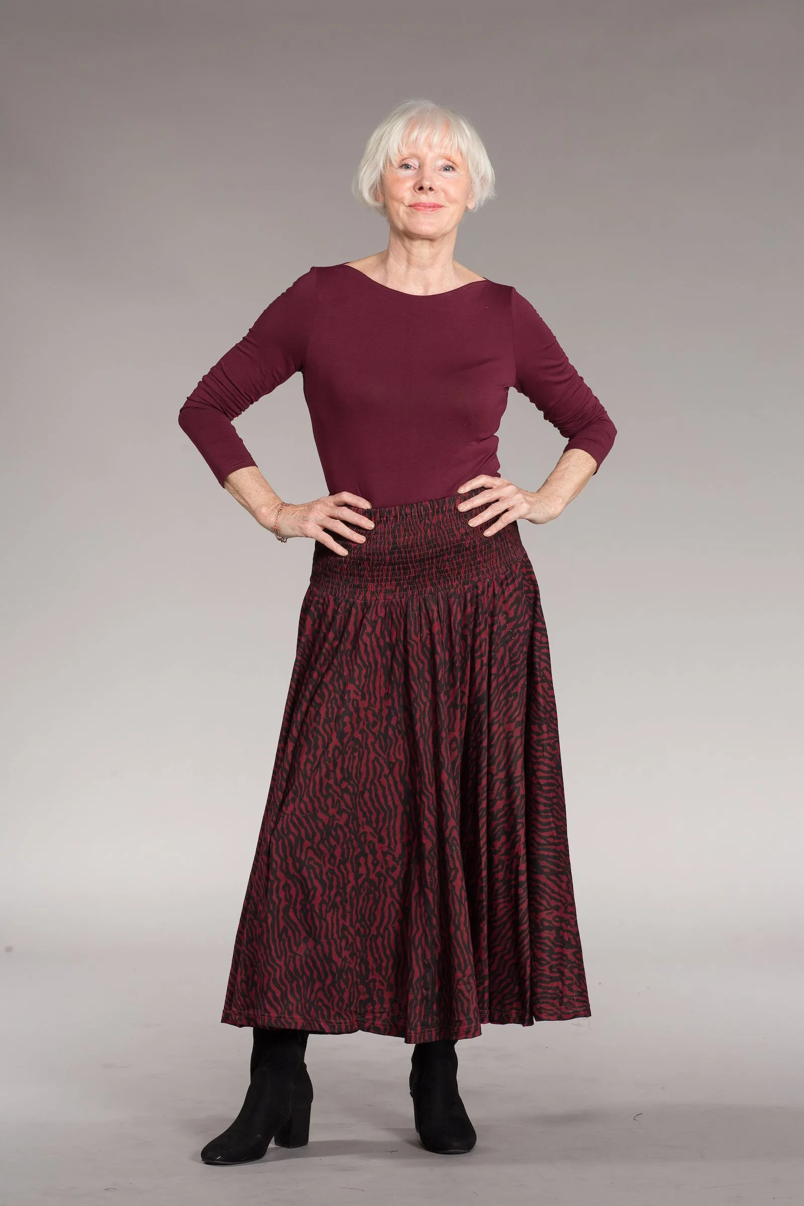 Asman Skirt Hand Block Printed in Sustainable Moss Crepe