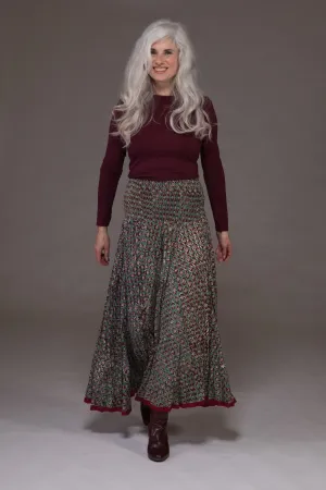Asman Skirt Hand Block Printed in Sustainable Moss Crepe