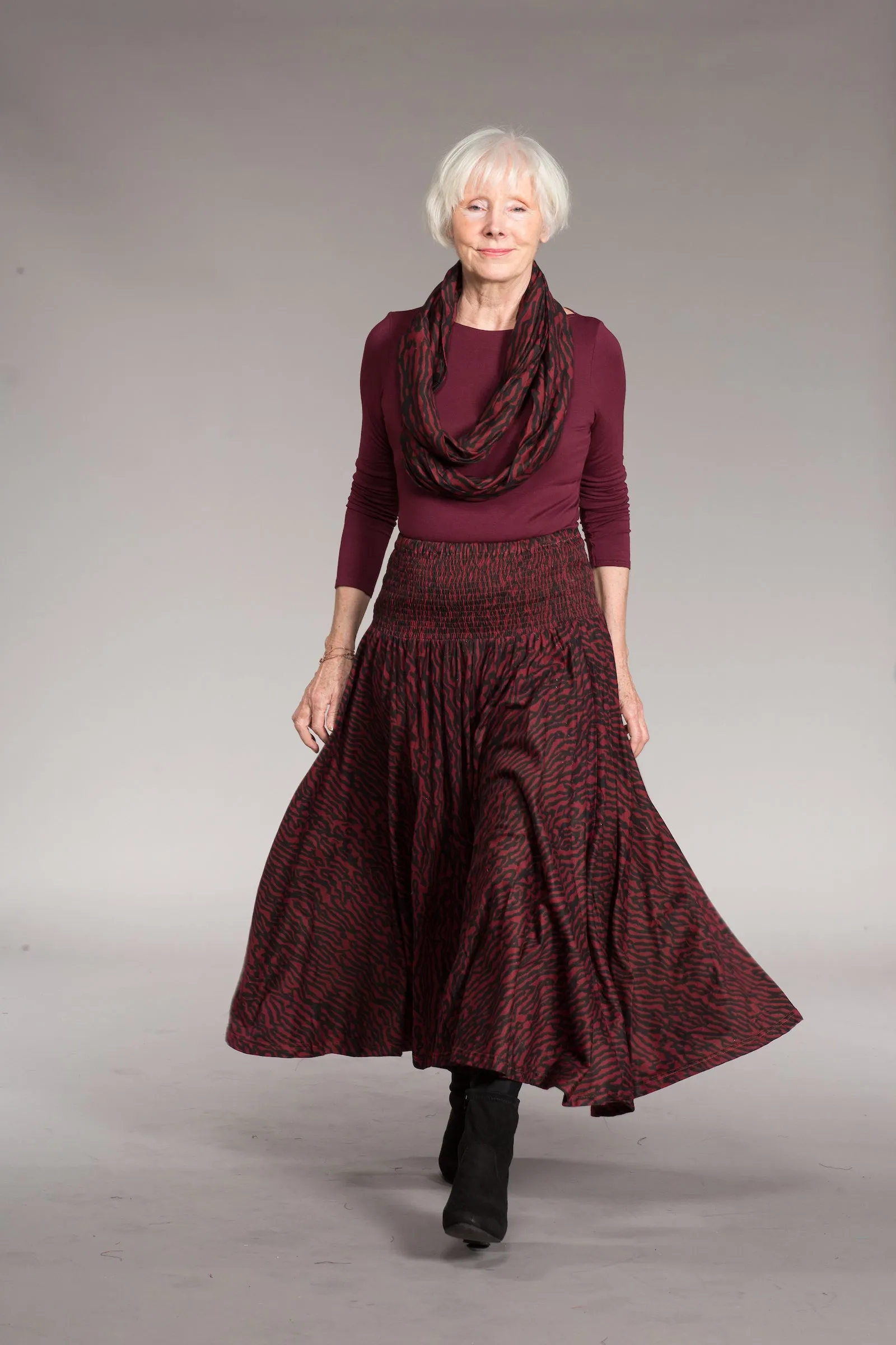 Asman Skirt Hand Block Printed in Sustainable Moss Crepe