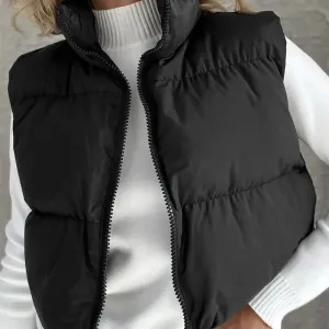 Autumn Winter New Women Jacket Solid Sexy Sleeveless Jacket Streetwear Fashion Turtleneck Versatile Casual Outdoor Travel Jacket