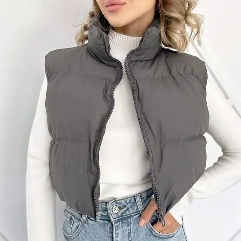 Autumn Winter New Women Jacket Solid Sexy Sleeveless Jacket Streetwear Fashion Turtleneck Versatile Casual Outdoor Travel Jacket