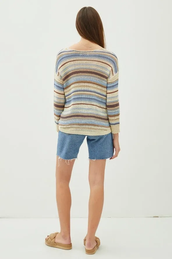 Be Cool Vintage Autumn Striped Breezy Sweater