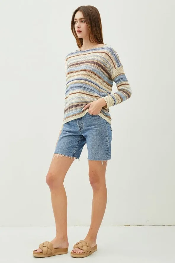 Be Cool Vintage Autumn Striped Breezy Sweater