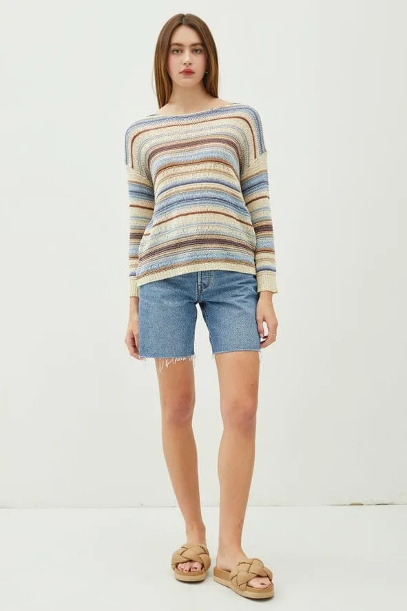 Be Cool Vintage Autumn Striped Breezy Sweater