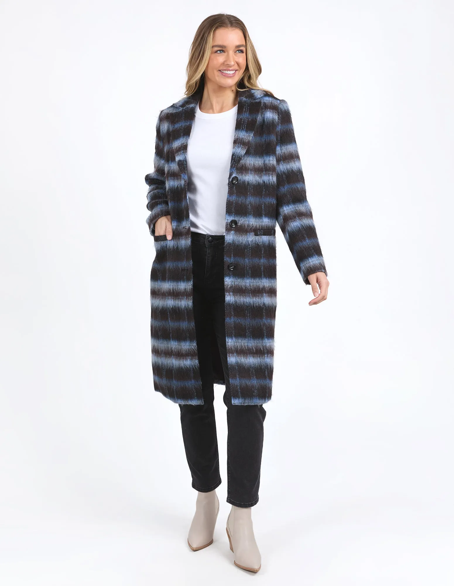 Bennett Coat - Chocolate/Blue Check