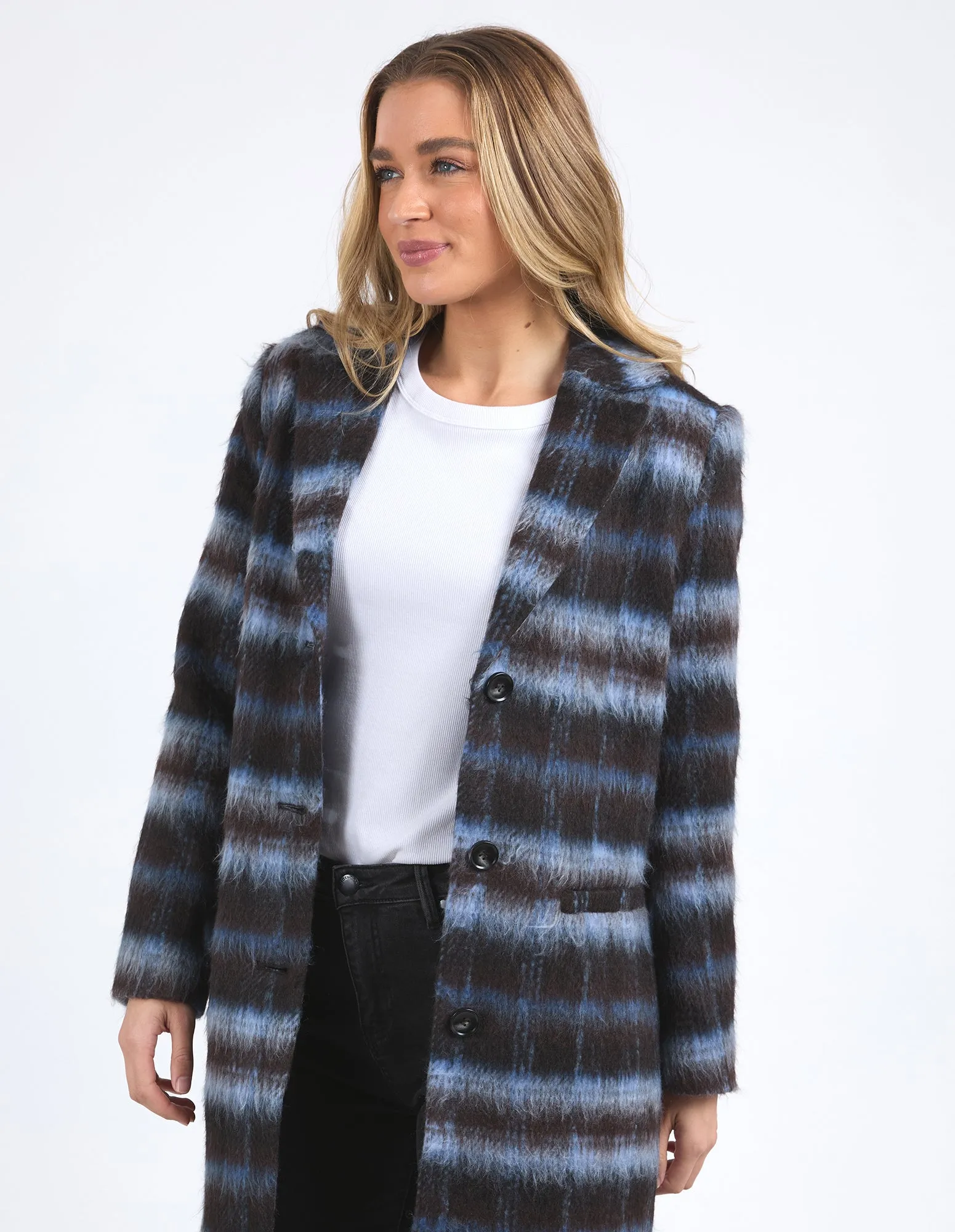 Bennett Coat - Chocolate/Blue Check