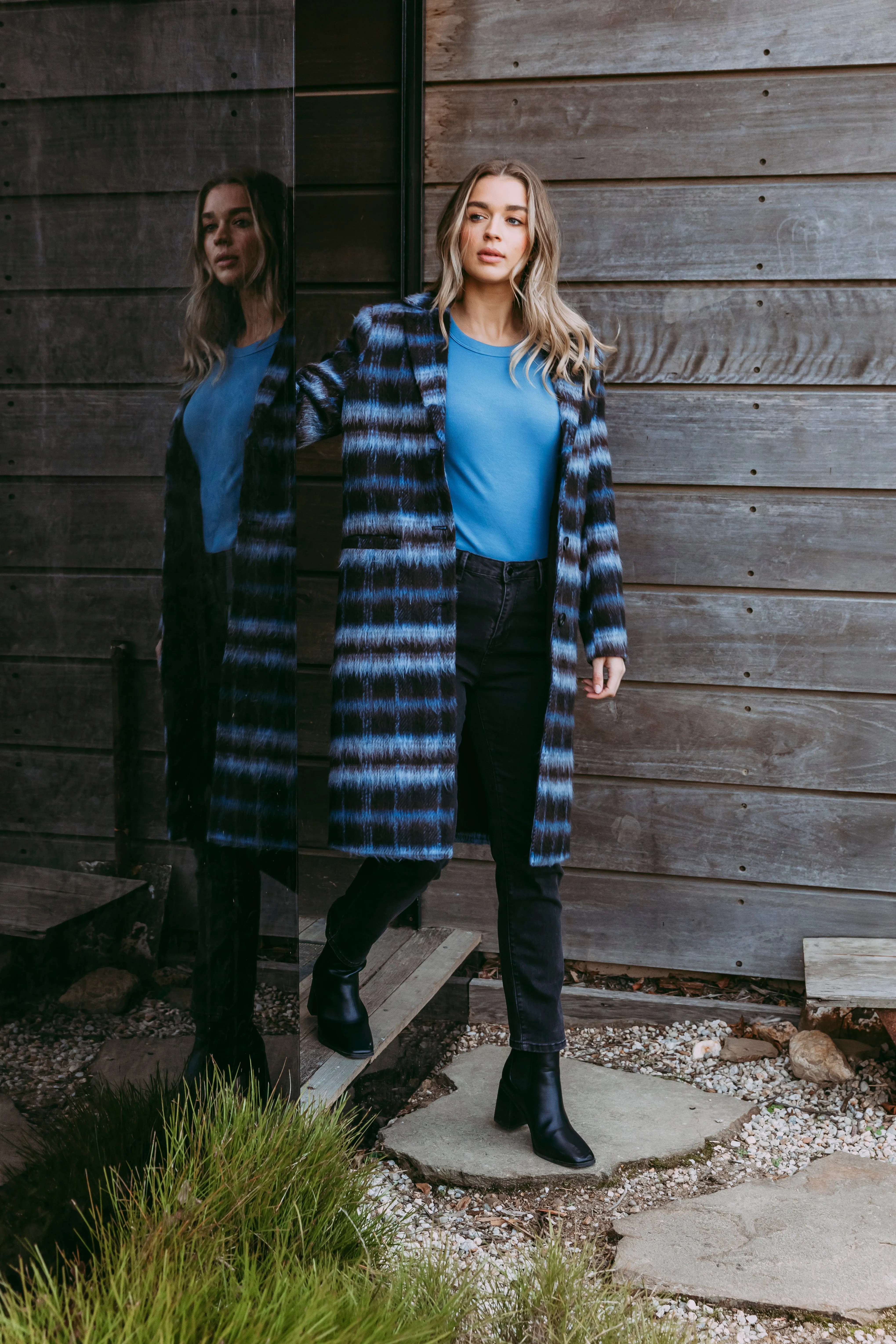 Bennett Coat - Chocolate/Blue Check