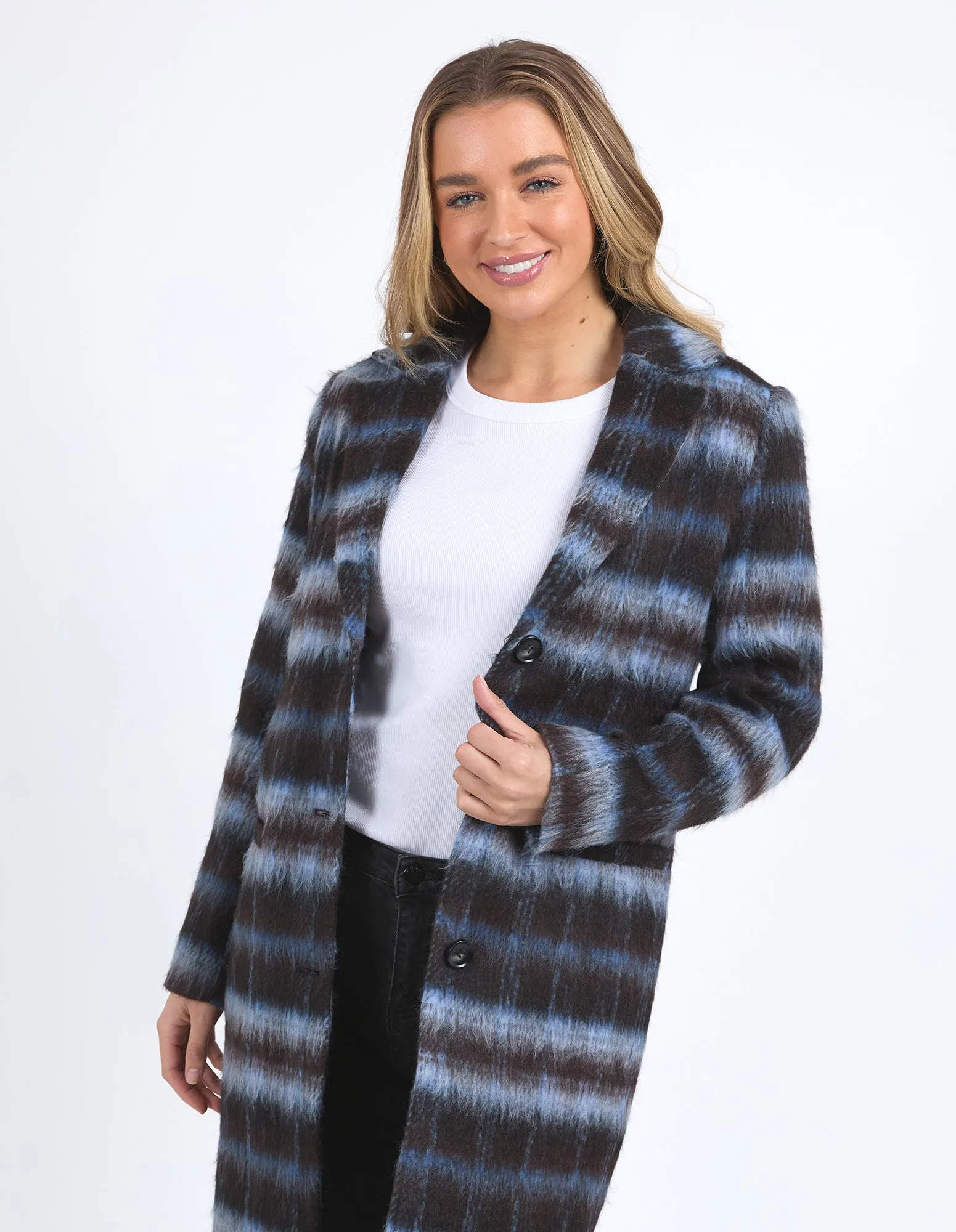 Bennett Coat - Chocolate/Blue Check