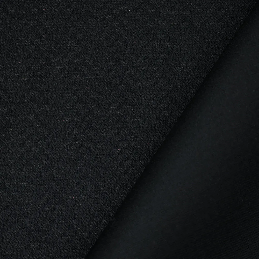 Black-Brown Poly Dobby Woven Bonded Layer Stretch Spandex Jacketing Fabric