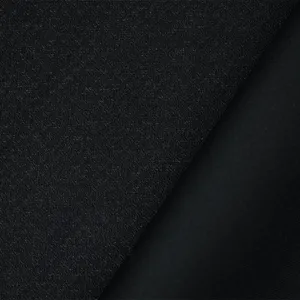 Black-Brown Poly Dobby Woven Bonded Layer Stretch Spandex Jacketing Fabric