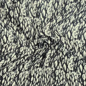 Black-Ivory Abstract Pattern Printed Poly Chiffon Woven Fabric