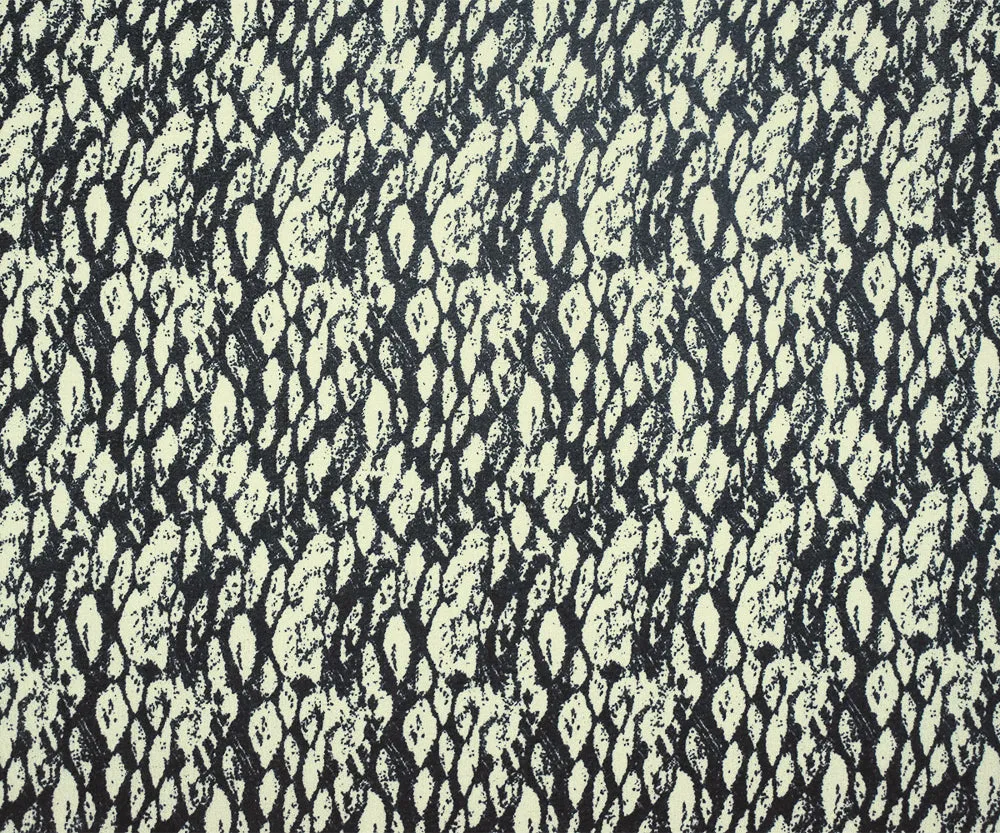 Black-Ivory Abstract Pattern Printed Poly Chiffon Woven Fabric