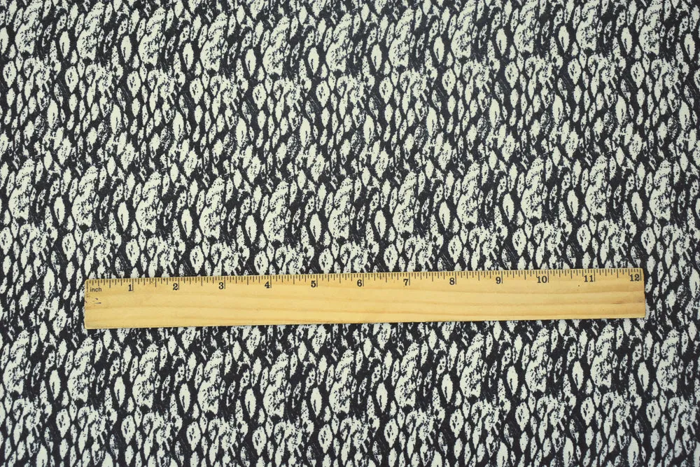 Black-Ivory Abstract Pattern Printed Poly Chiffon Woven Fabric