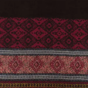 Black-Red-Multi Tribal Border Brushed Jacquard Woven Fabric