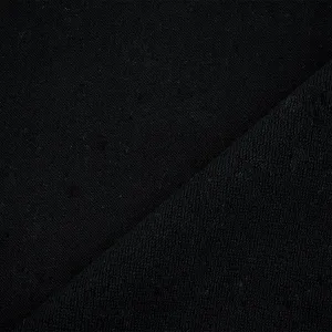 Black Wool-Cotton Stretch Spandex Double Woven Twill Jacketing Fabric
