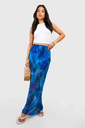 Boohoo Sheer Floral Maxi Skirt, Blue