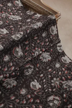 Brown with Cluster Floral Dabu Cotton Fabric