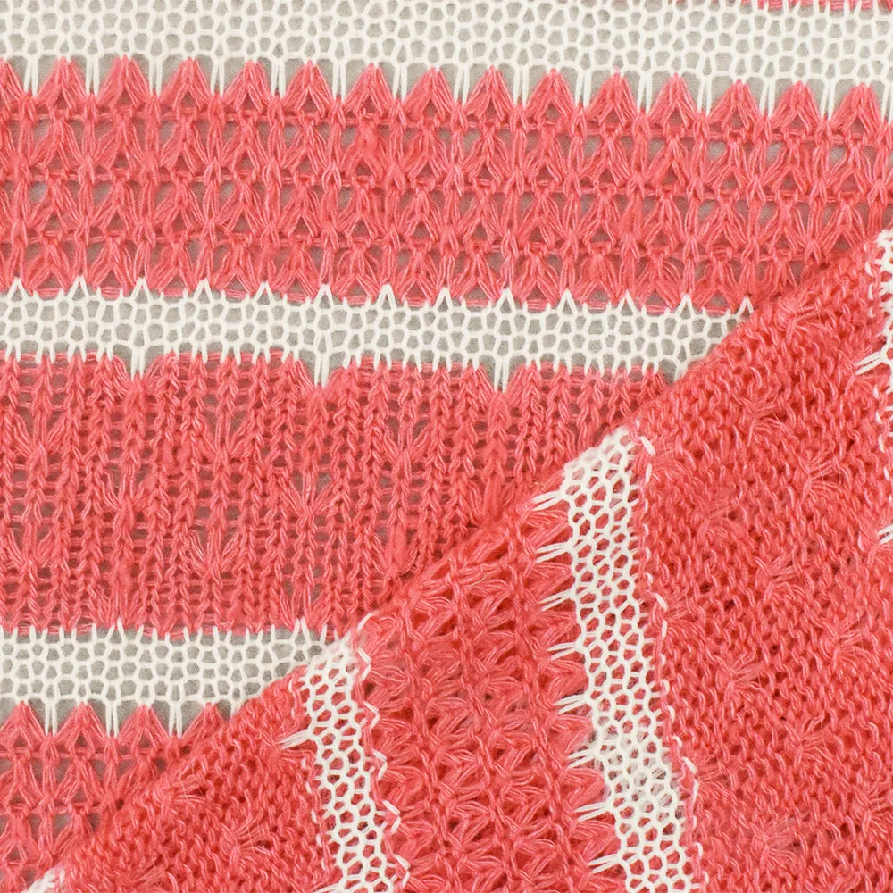 Cayenne Pink-White Stripe Stretch Jersey Knit Fabric