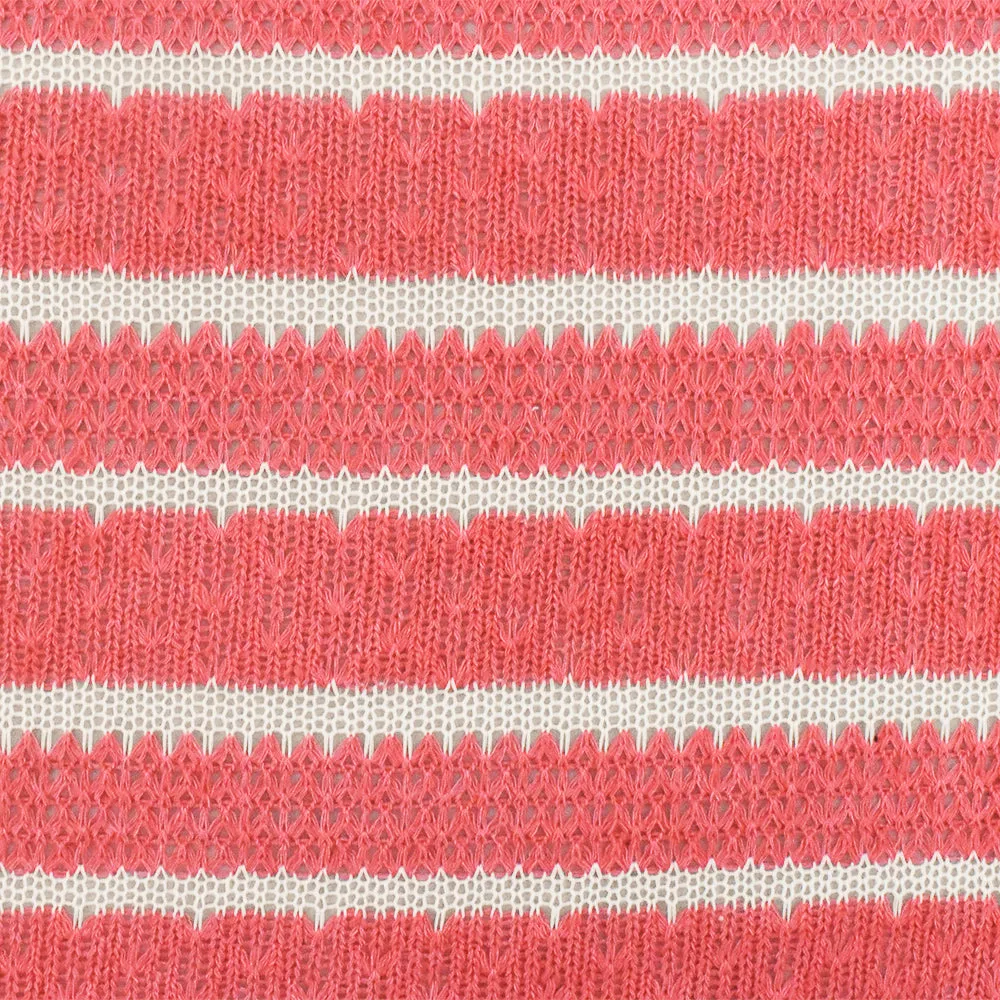 Cayenne Pink-White Stripe Stretch Jersey Knit Fabric