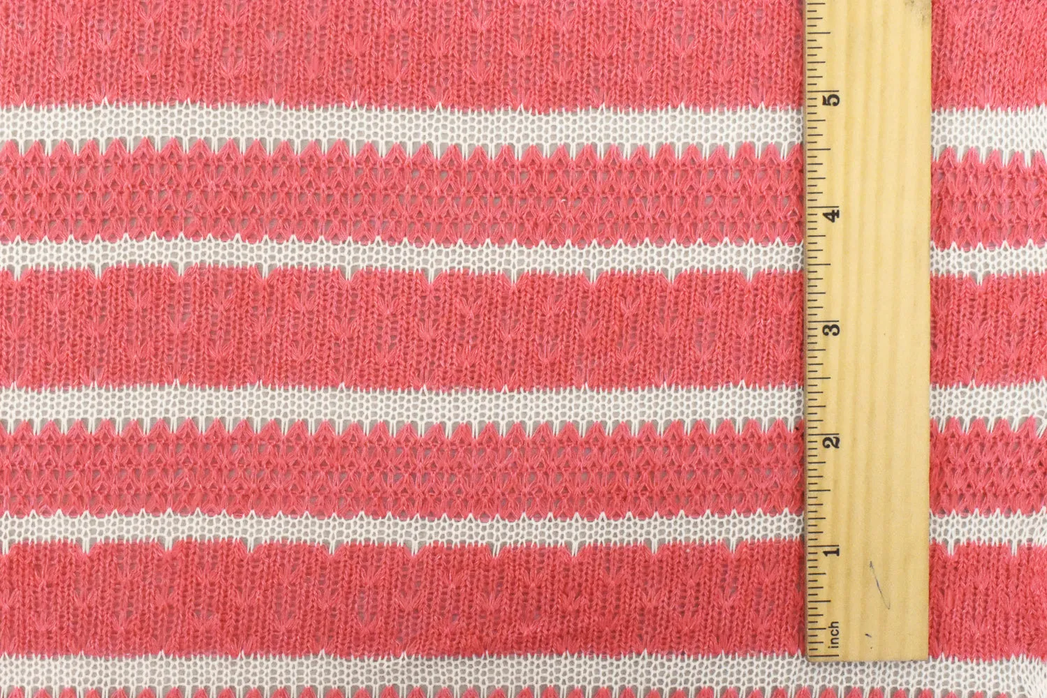 Cayenne Pink-White Stripe Stretch Jersey Knit Fabric