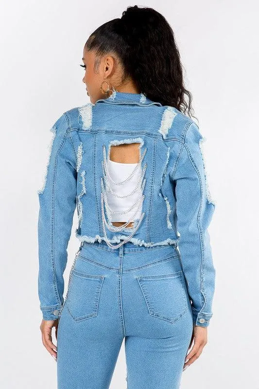 CHIAN BACK DENIM JEAN JACKET