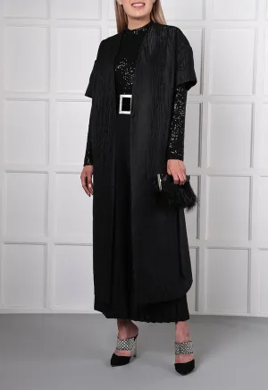 Choice Jacquard Midi Outerwear

 Black