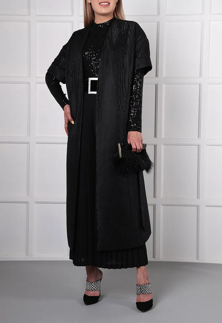 Choice Jacquard Midi Outerwear

 Black