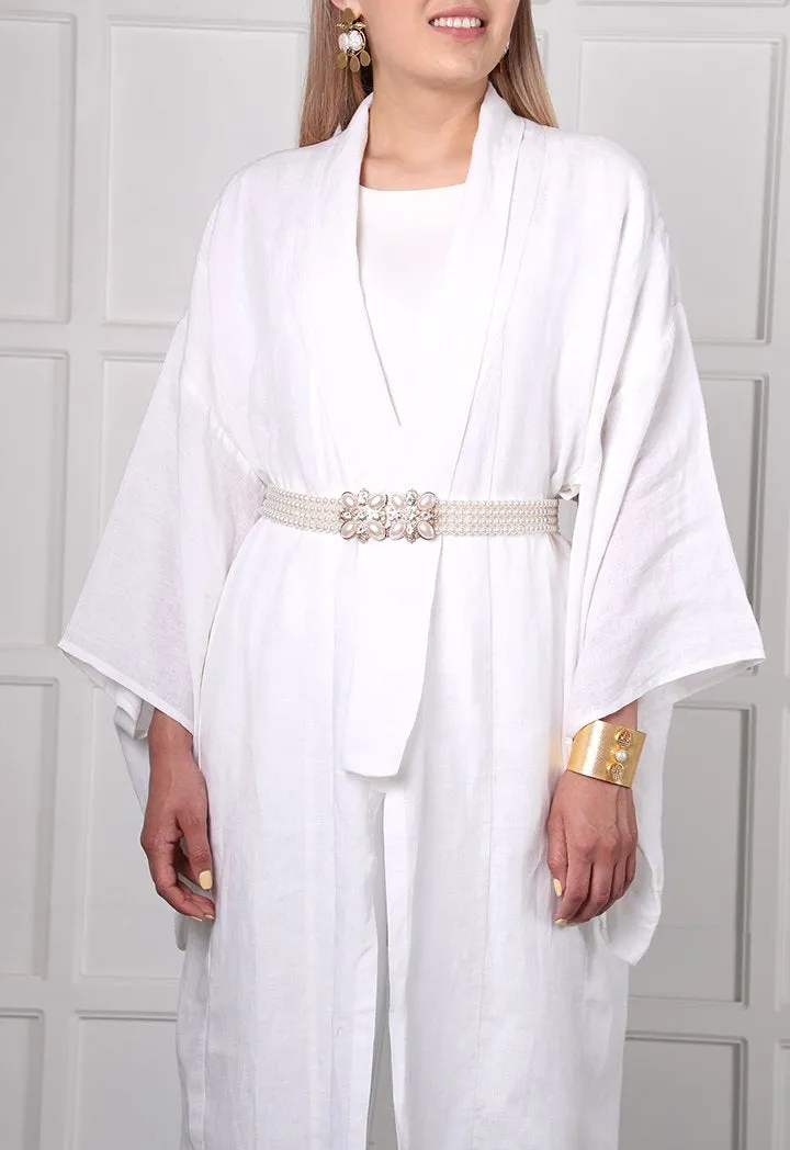 Choice Linen Kimono Kaftan Offwhite