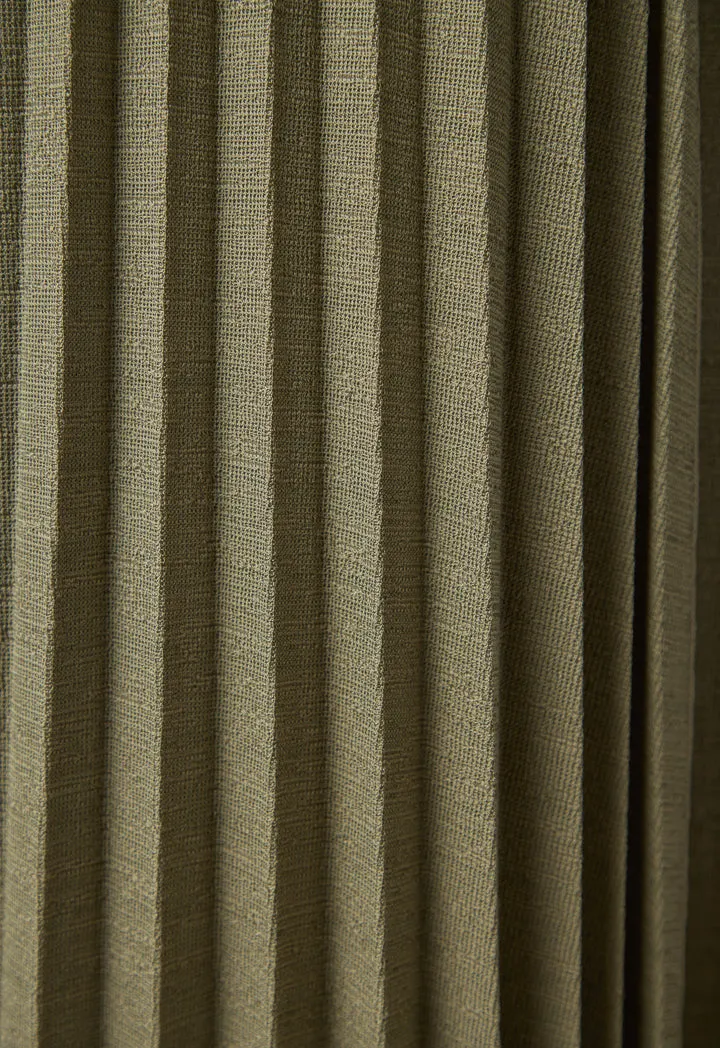 Choice Open Front Pleated Outerwear Khaki