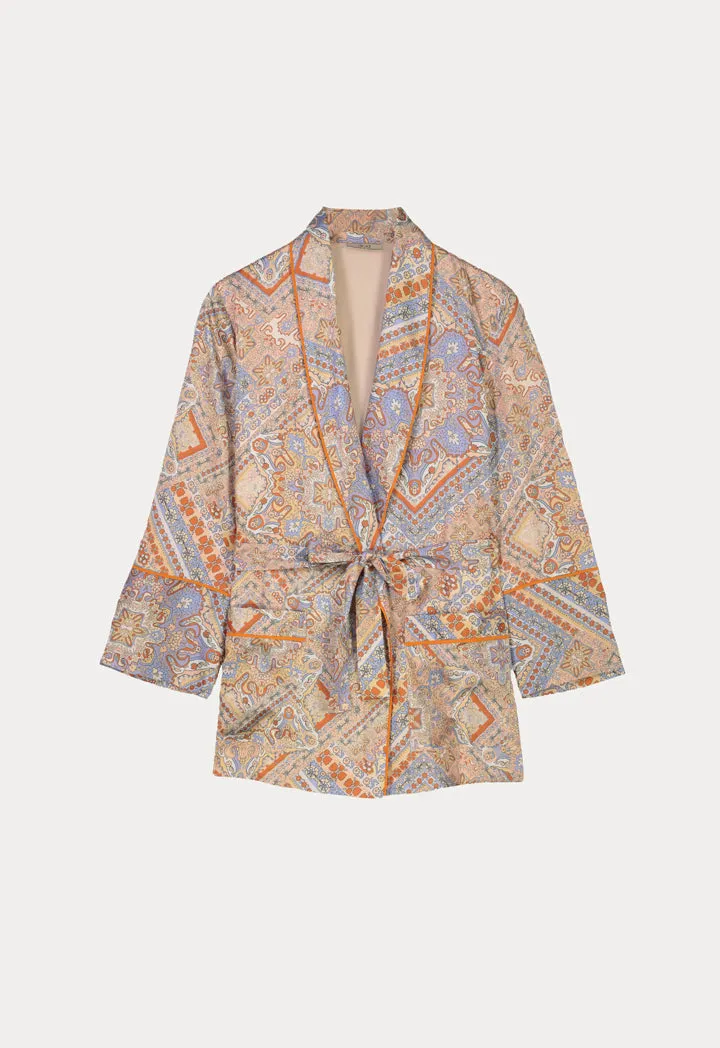 Choice Printed Belted Outerwear Print
