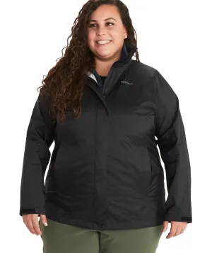 CLEARANCE - Marmot Precip Eco Shell Rain Jacket Black Women's Plus Size 1X - 3X