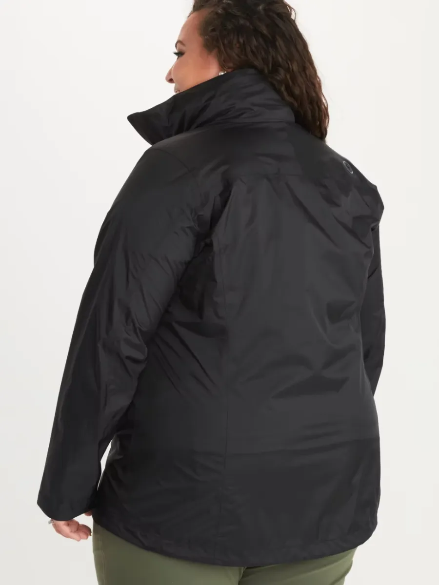 CLEARANCE - Marmot Precip Eco Shell Rain Jacket Black Women's Plus Size 1X - 3X