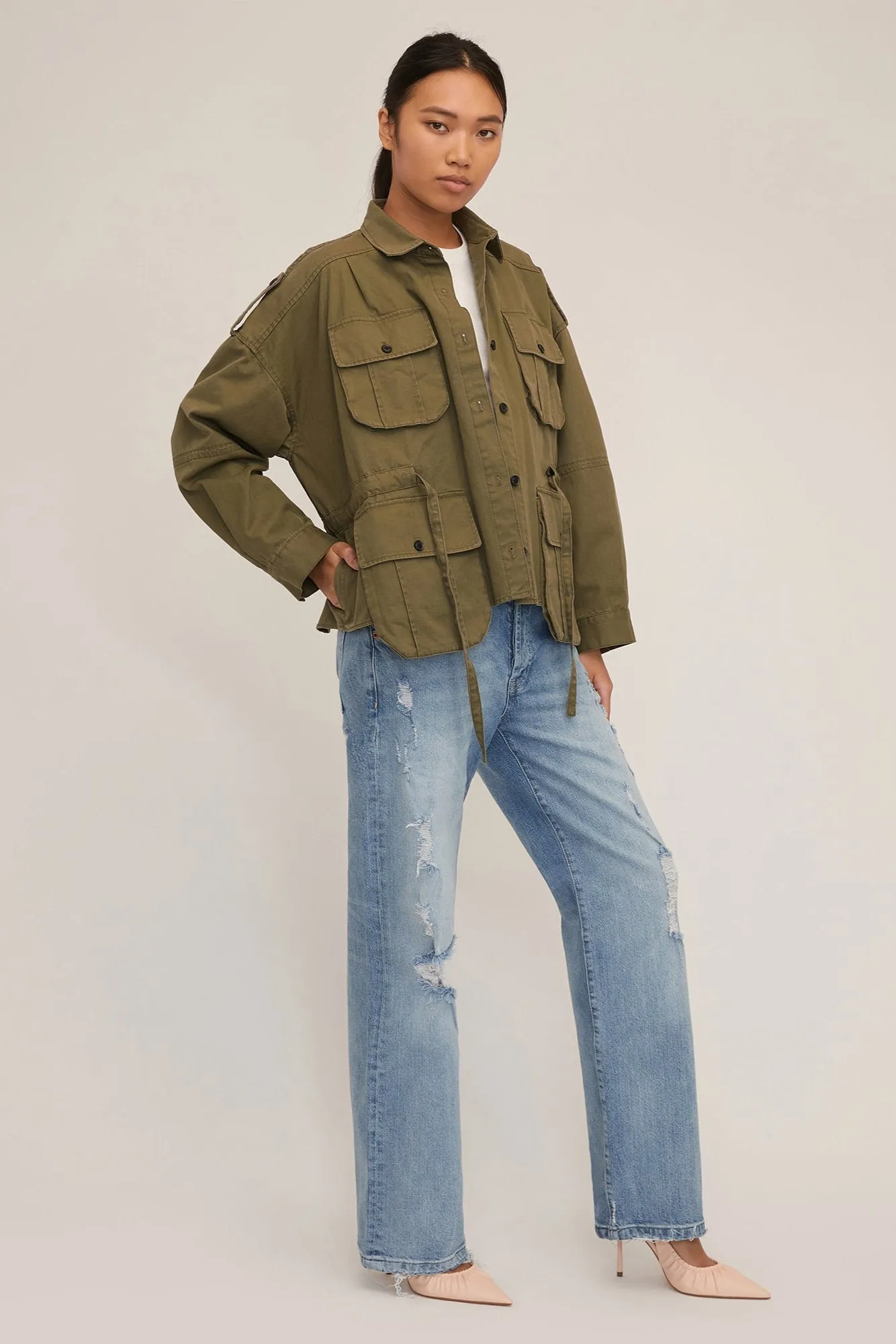 Dante Washed Canvas Cropped Utility Jacket