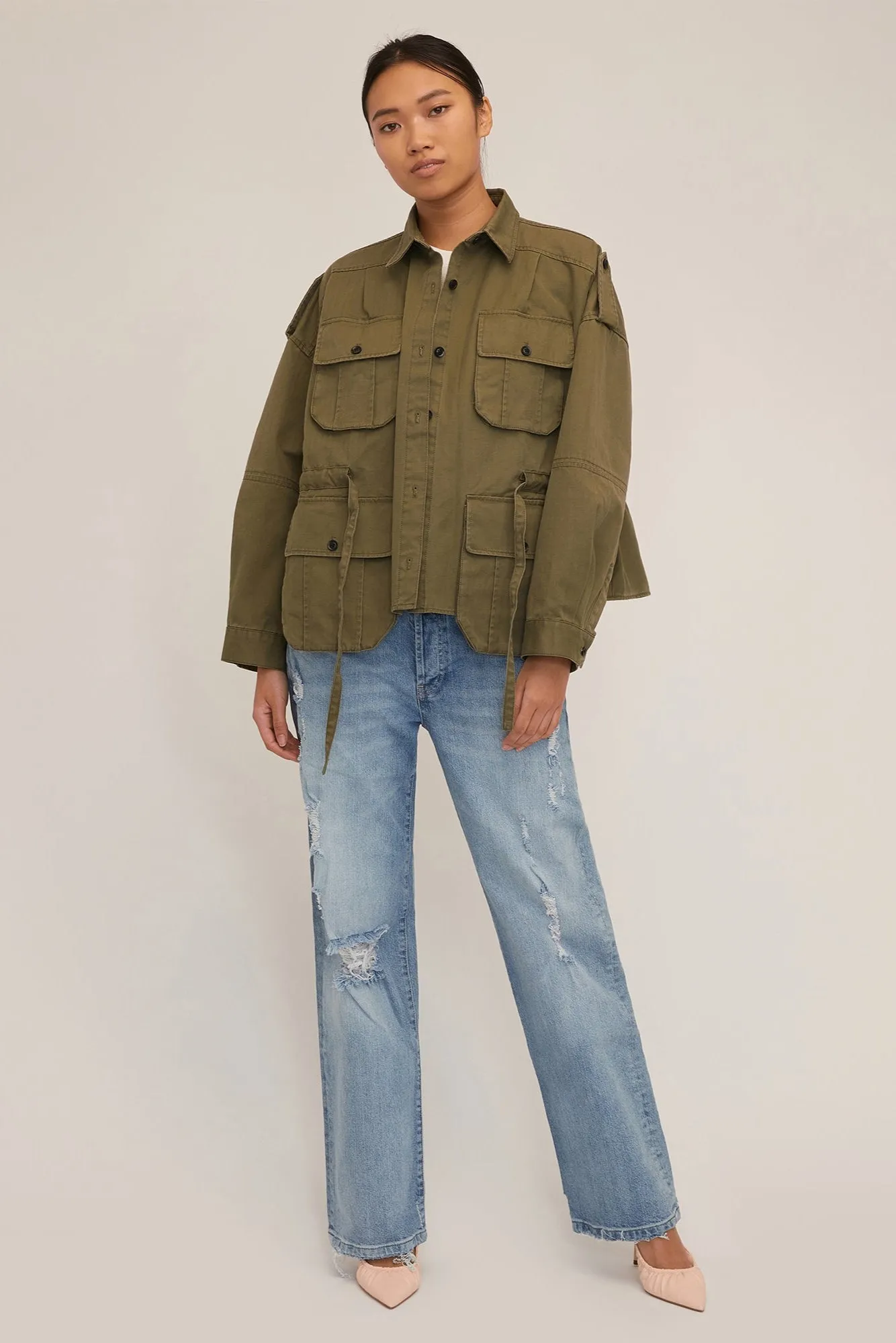 Dante Washed Canvas Cropped Utility Jacket