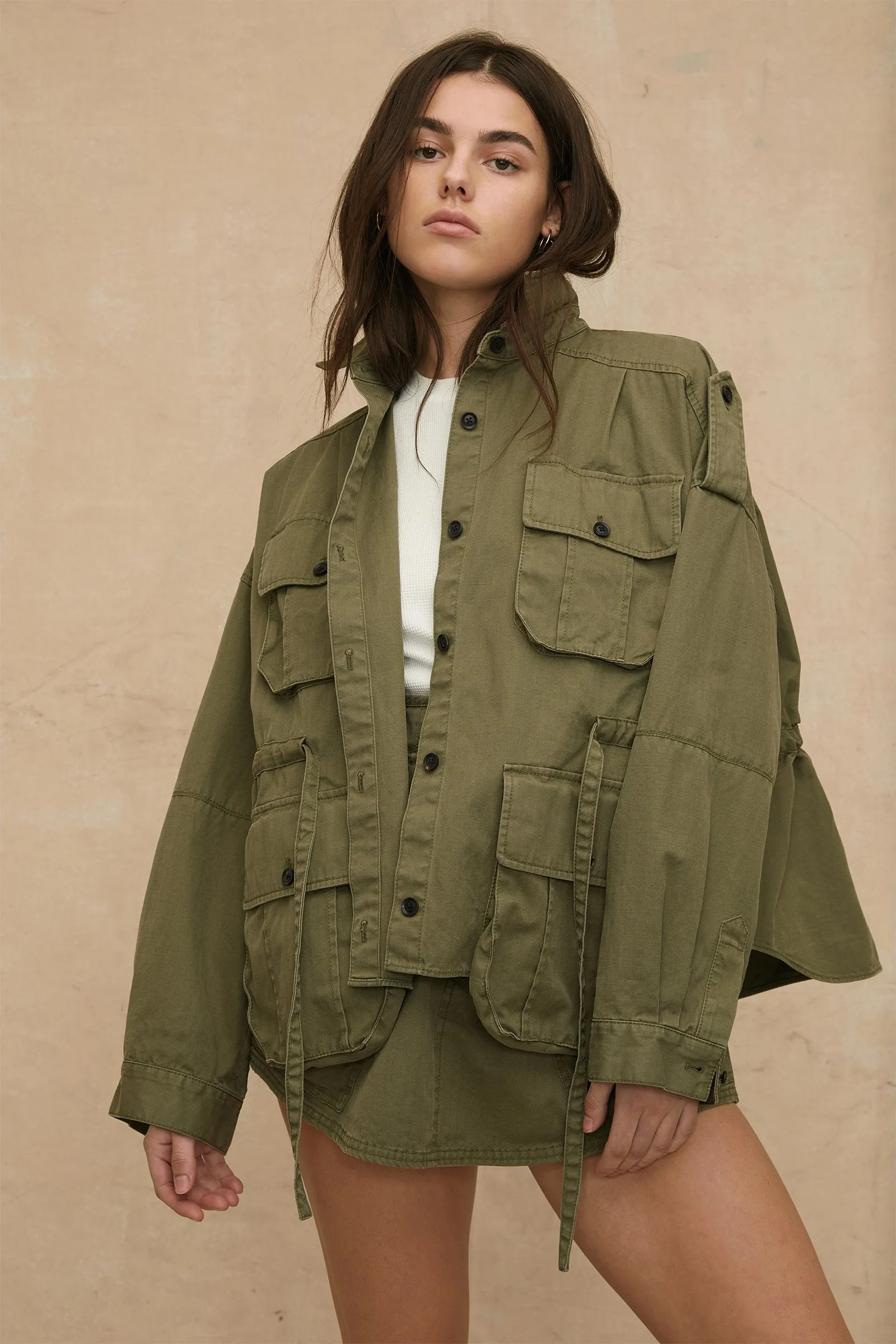 Dante Washed Canvas Cropped Utility Jacket