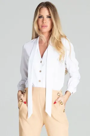 Elegant Leopard Print Blouse with Sash Tie and Long Sleeves