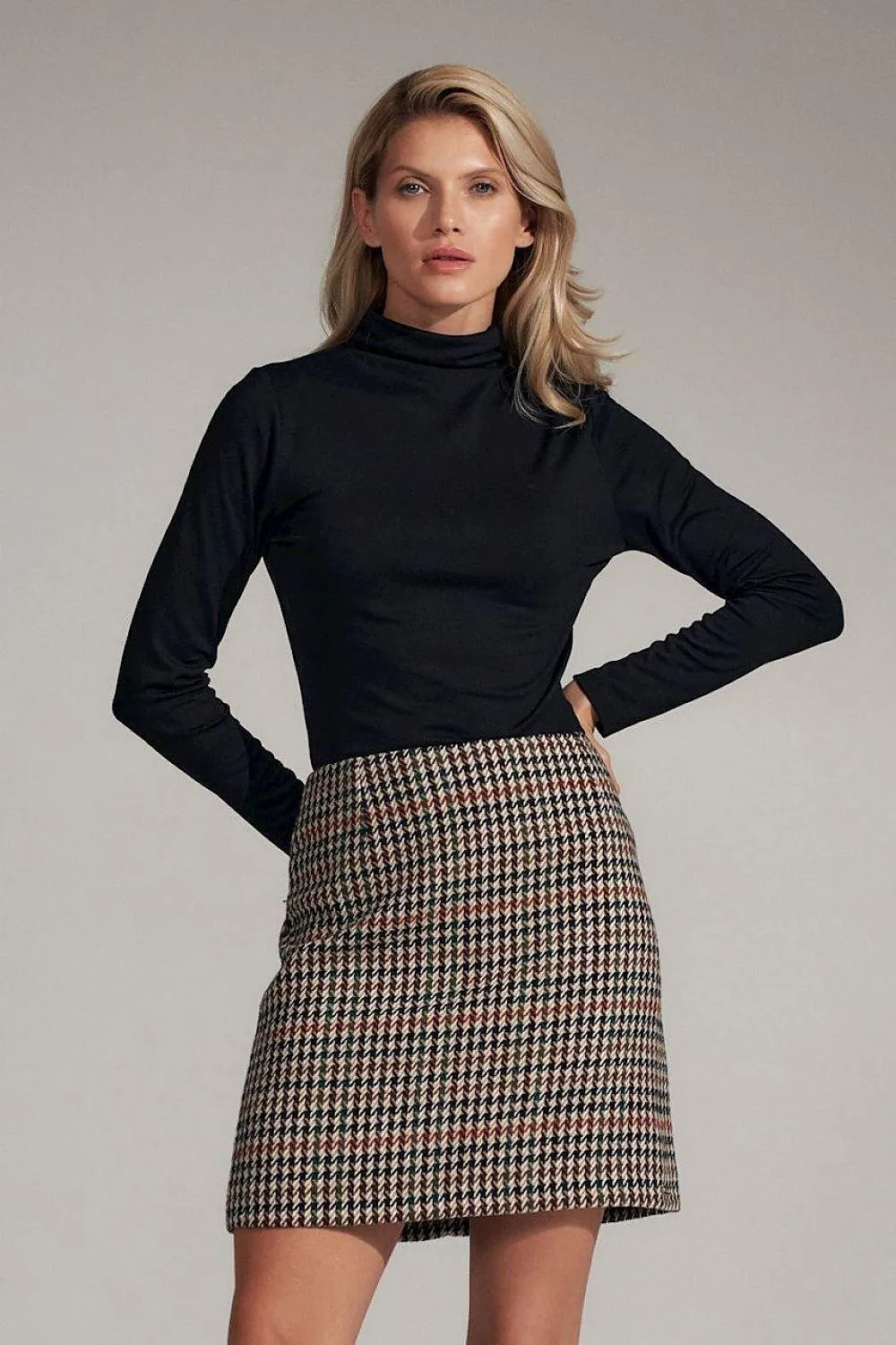Elegant Long Sleeve Black Turtleneck Blouse