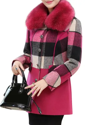 Elegant Women Plaid Cotton Coats