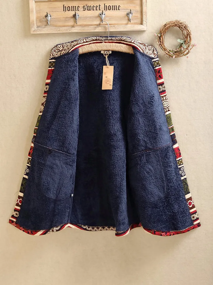 Ethnic Print Stripe Women Coats