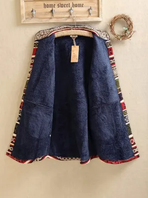 Ethnic Print Stripe Women Coats